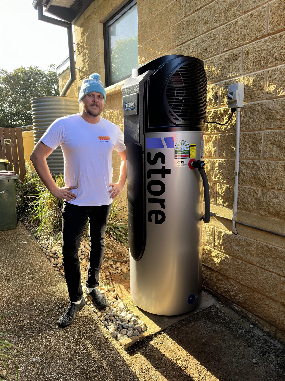 Josh installing an iStore heat pump